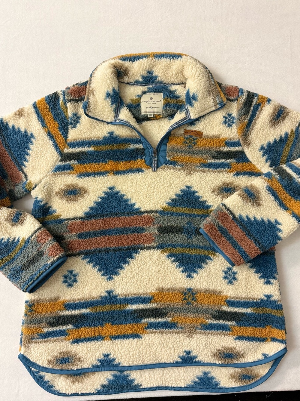 Simply Southern Southwestern Sherpa Quarter Zip Women’s XXL Aztec Print Cozy